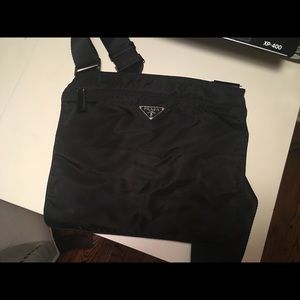 Black Nylon Prada Vela Flat Crossbody Bag