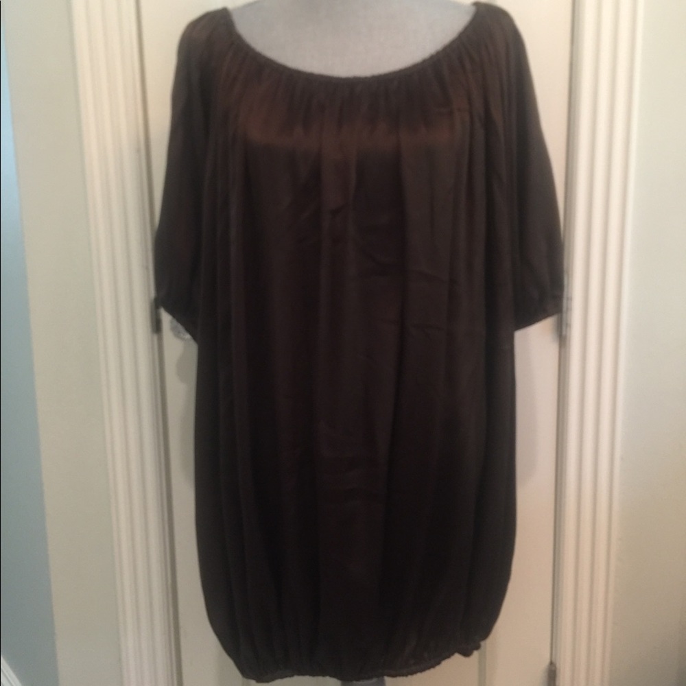 Brown Satin Bubble Dress