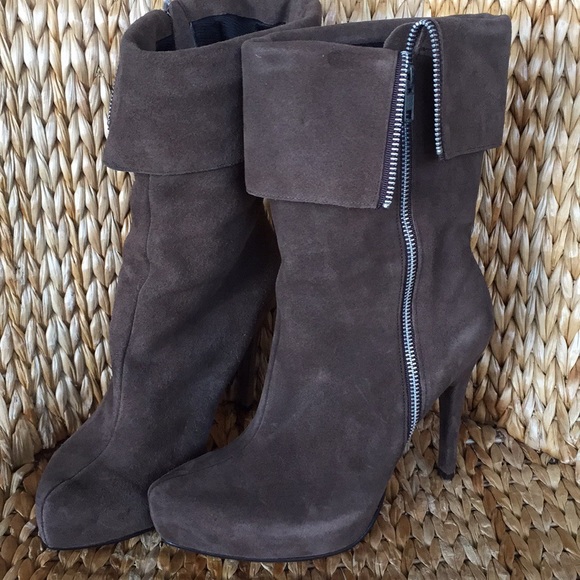 Vintage Gabriella Rocha Taupe Suede Mid Calf Boot 9.5M - Picture 1 of 7