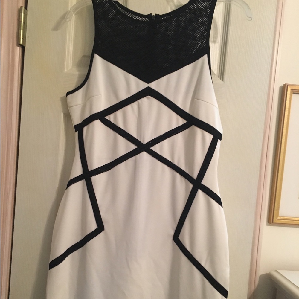 White with black accents bodycon dress