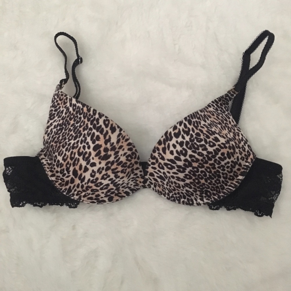 Victoria's Secret lace & cheetah print push-up bra