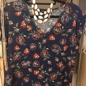 Navy blue paisley blouse; Express; size Medium