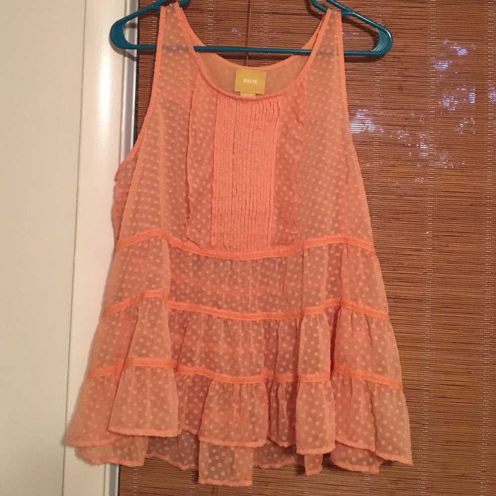 Anthropologie peach chiffon tank top