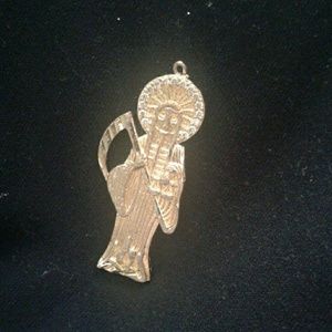 Gold and diamond grim reaper pendant