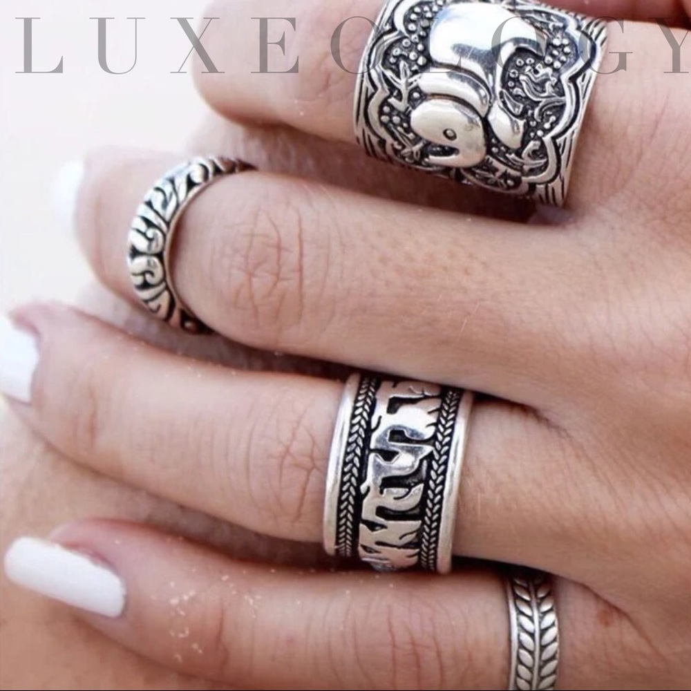 4pc Bohemian Midi Rings Set