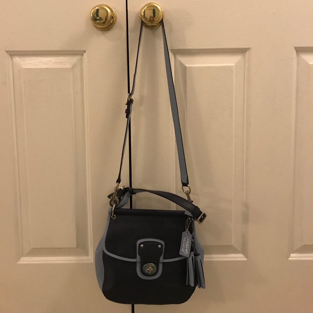 Coach Legacy 2-tone leather, Navy Blue, Willis