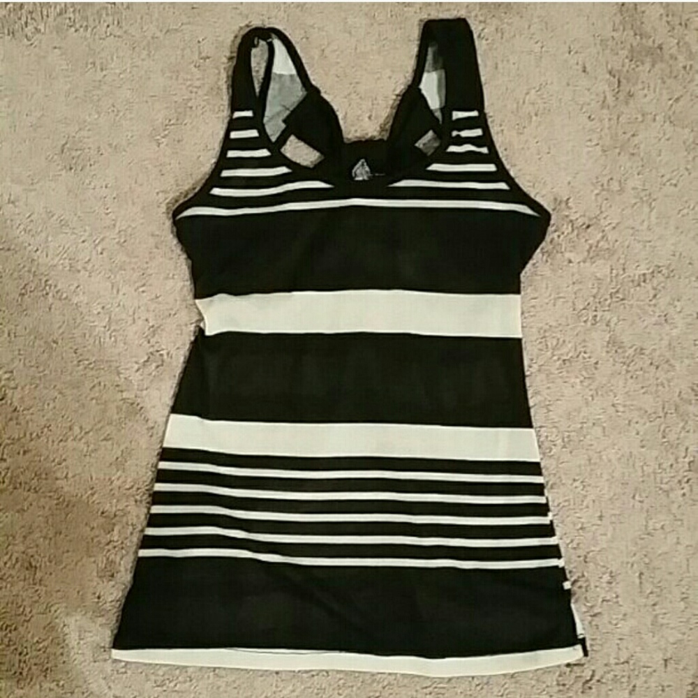 Striped tank top with criss cross back