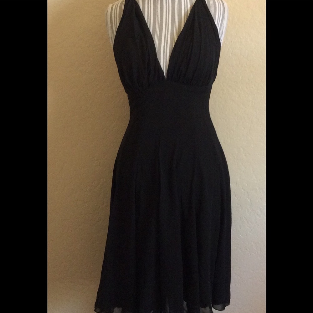 Solid Black Halter Cocktail or Formal Dress