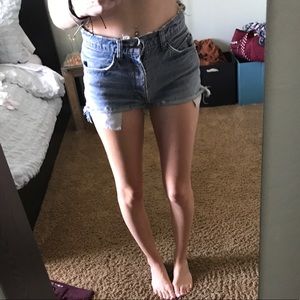 Levi distressed denim shorts