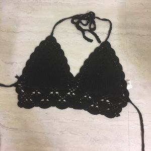 Black crochet bra top