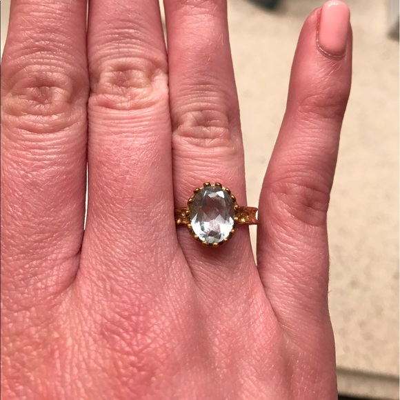 Aquamarine and Gold Oval Ring - Picture 2 of 3