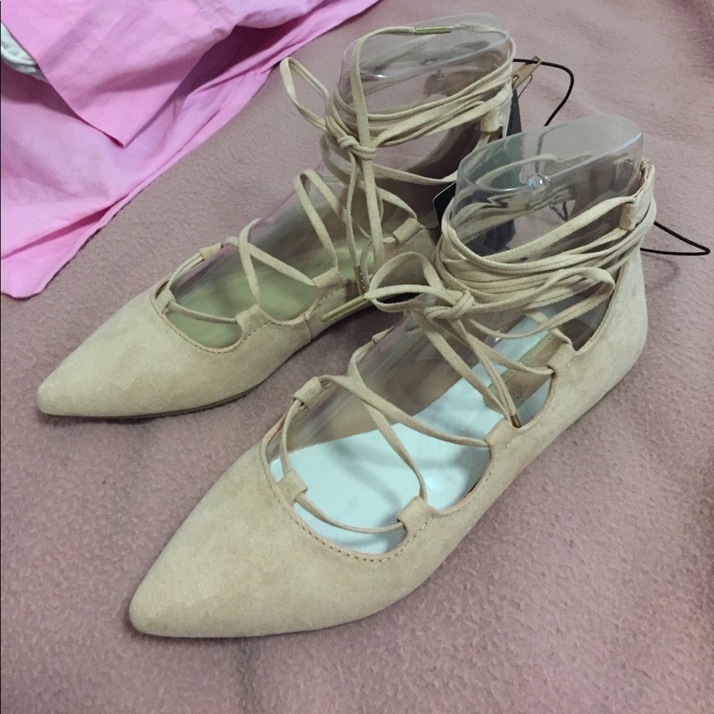 Forever 21 Blush Pink Lace Up Flats