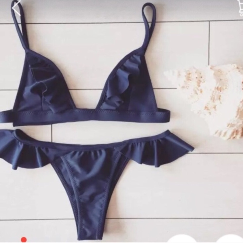 Navy Ruffle Bikini