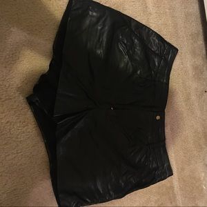 Black artificial leather shorts