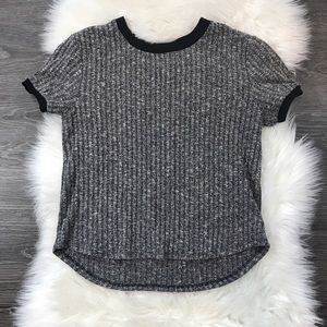 F21 Dark Gray Ribbed Jersey Knit Crop Top