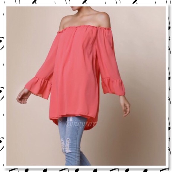 NEW Pink Off the Shoulder Bell Sleeve Dress - Picture 5 of 7