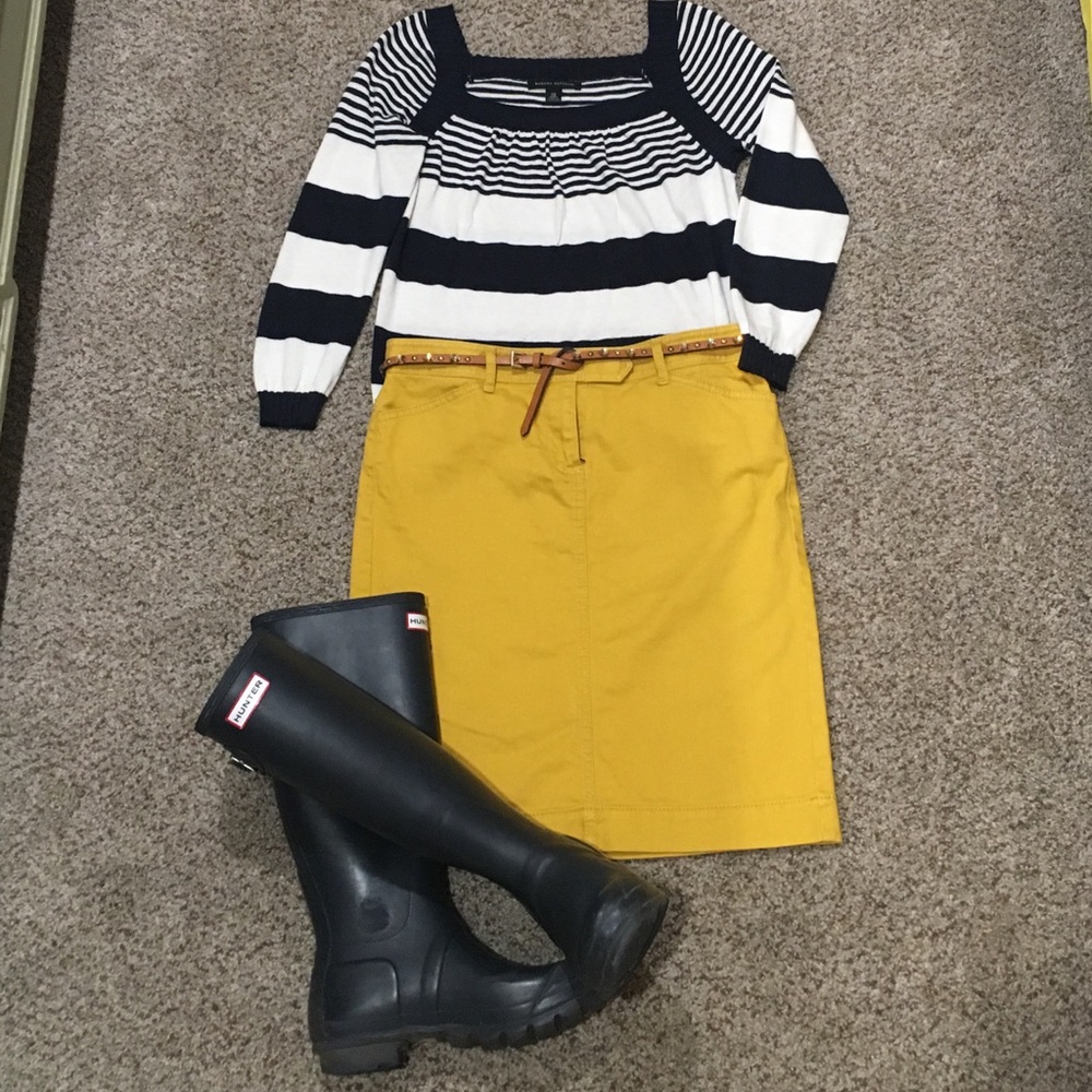 LOFT Ann Taylor Mustard Stretch Denim Pencil Skirt