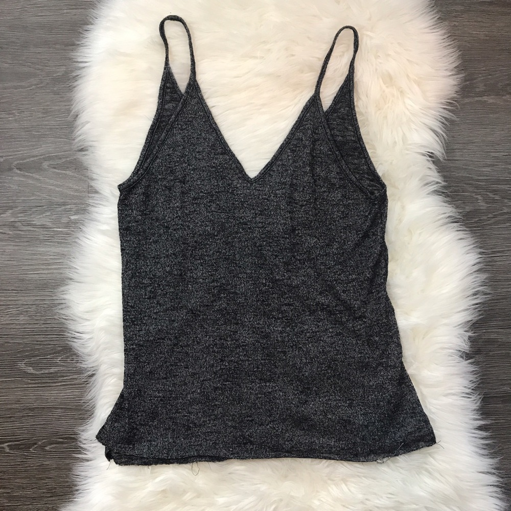 Project Social Dark Gray Deep V Loose Tank Top