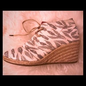 TOMS pattern desert wedge platform espadrilles
