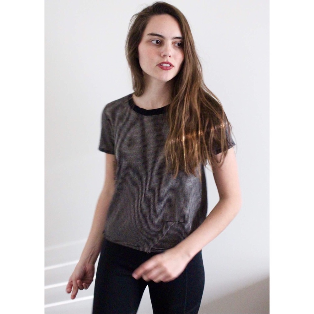 Grey and Black Striped Top