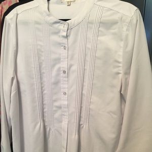White Pintuck Long Sleeve Tunic