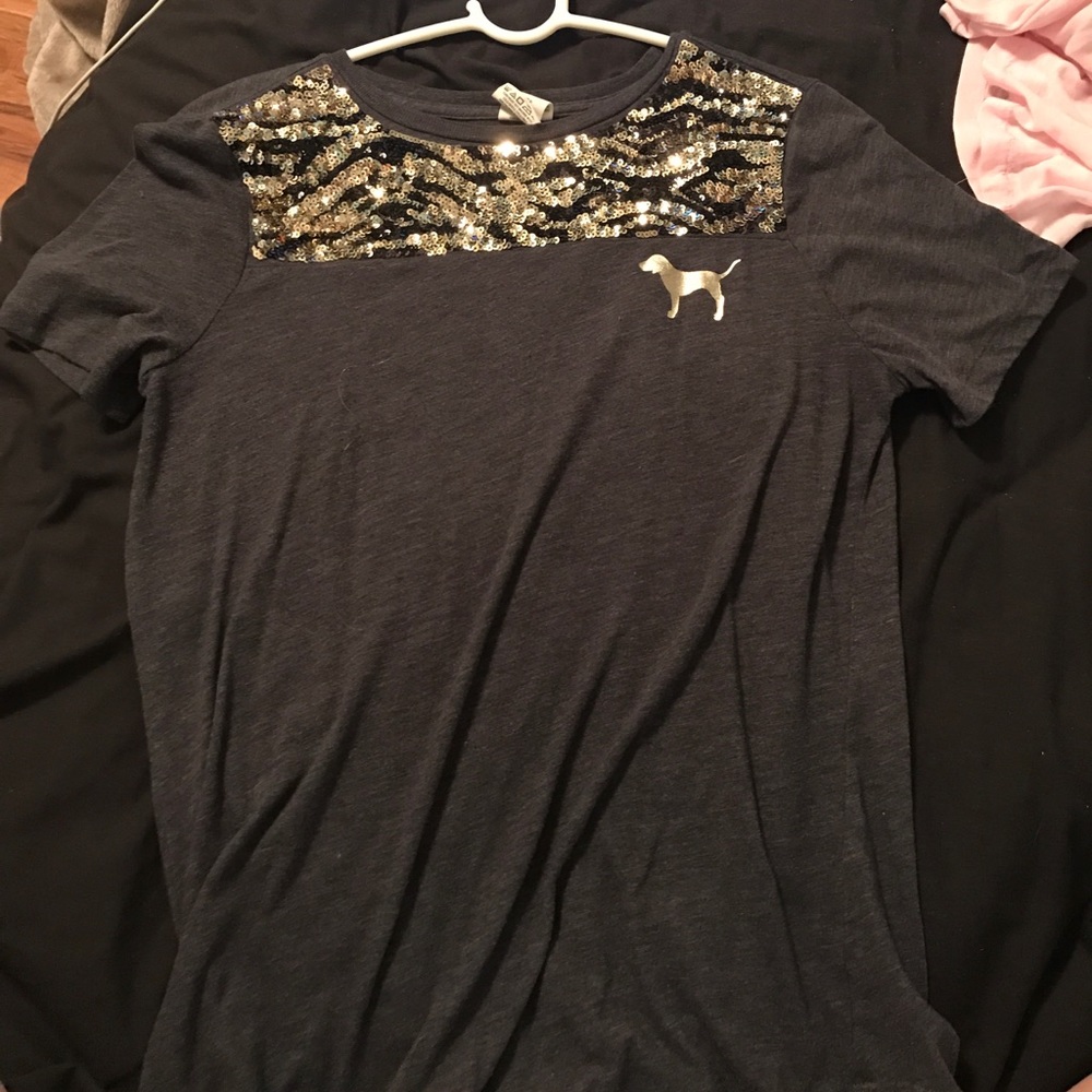 VS PINK sequin animal print top