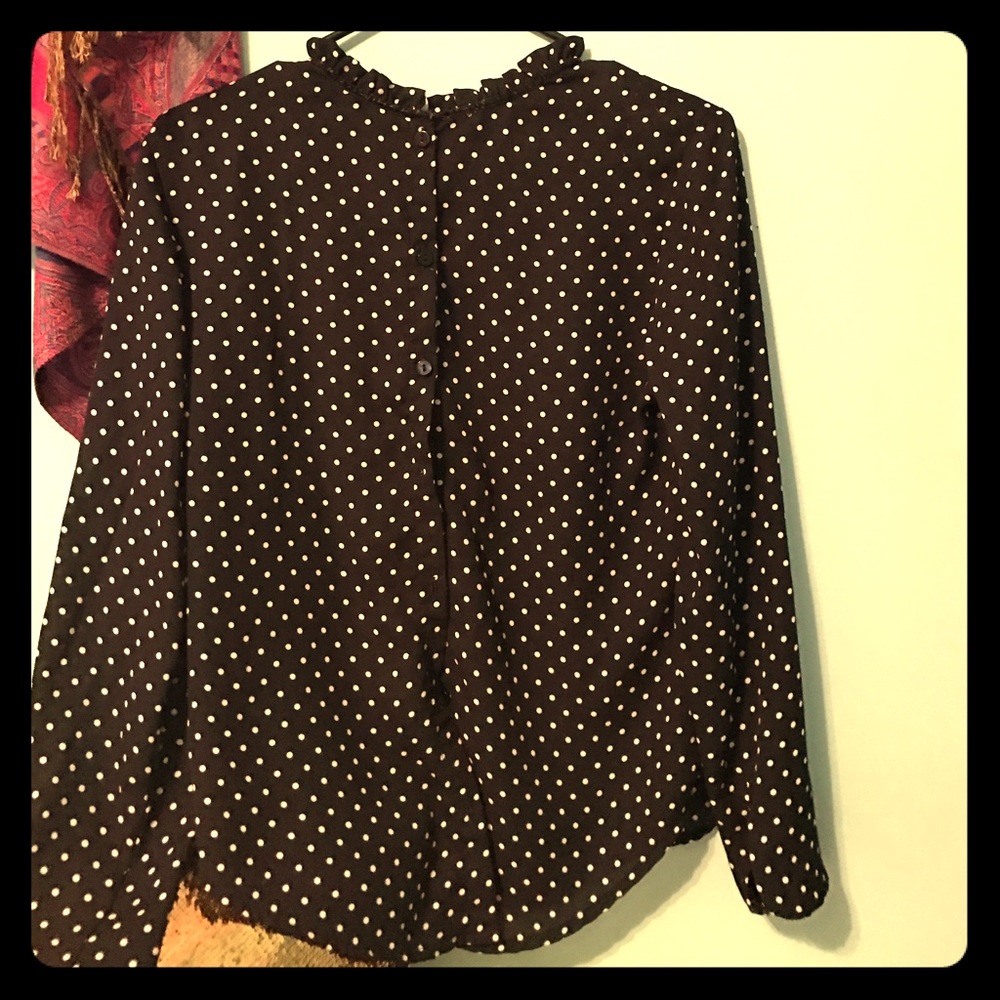 JUNIOR size Polka dot blouse button down