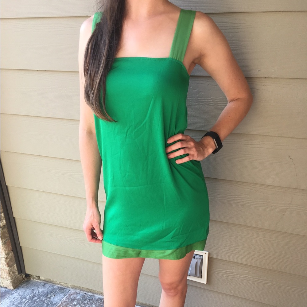 Alice + Olivia Green Mini Silk Dress