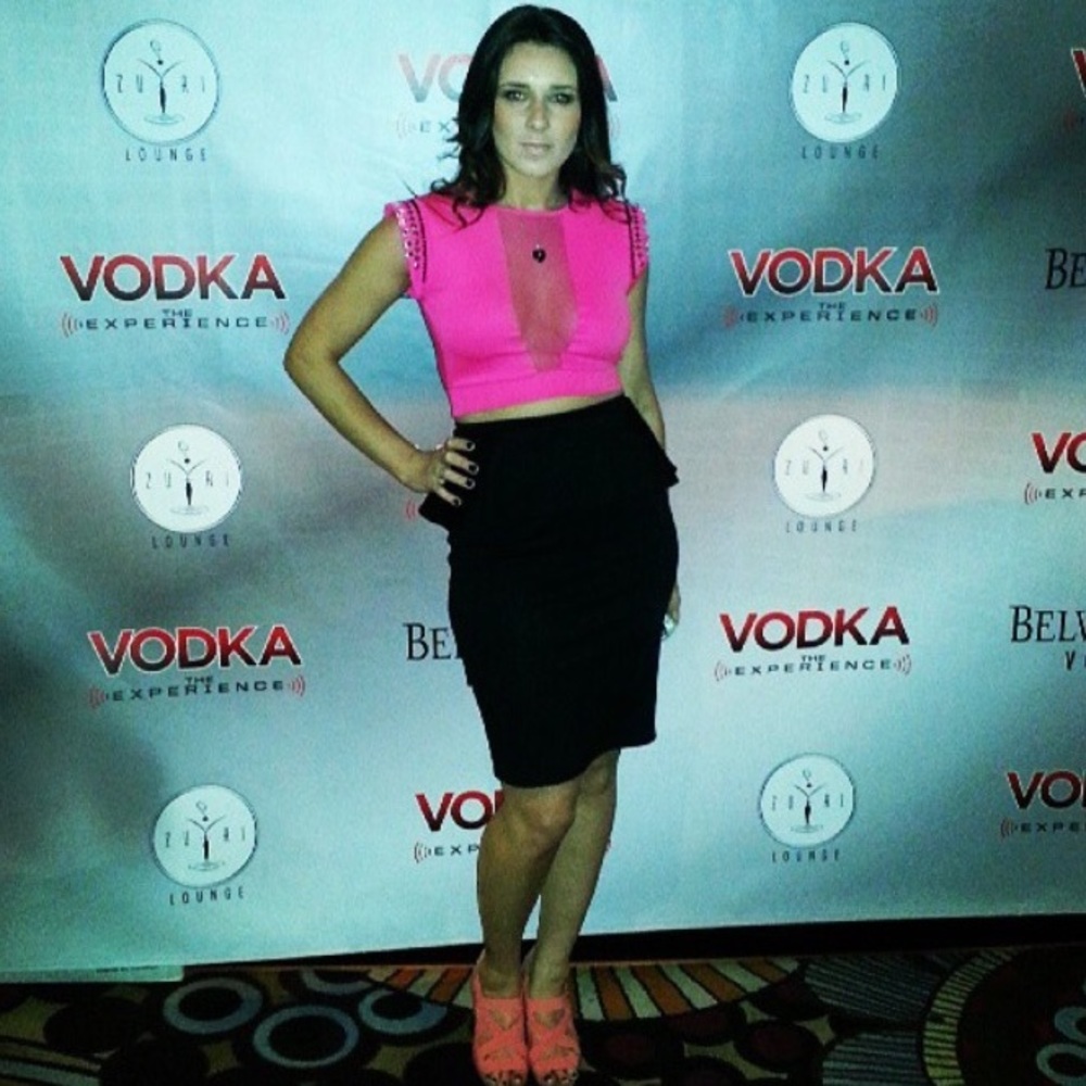 Arden B pink mesh crop top
