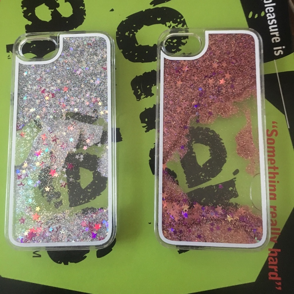 Two I phone 6 water and glitter cases
