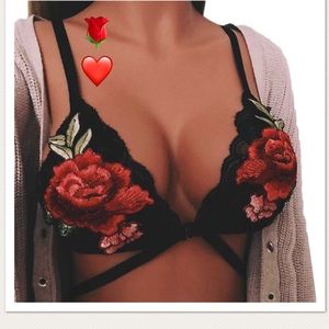 Black bralette embroidery