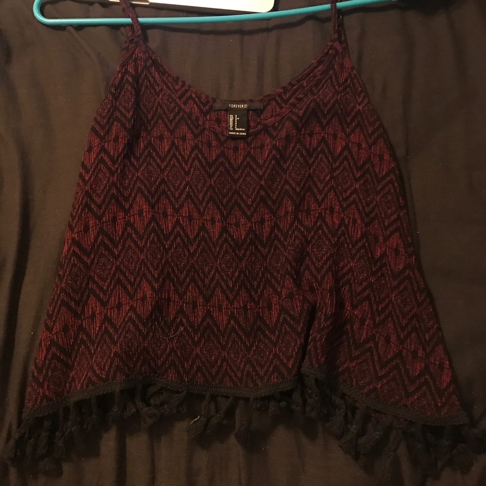 red and black tassel crop top forever 21