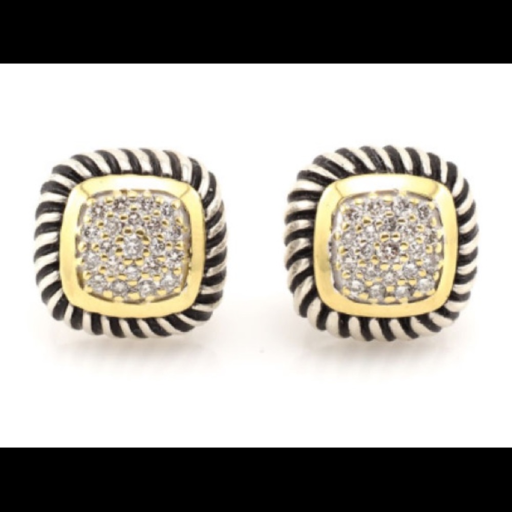 SALE: David Yurman Vintage Pave Albion Earrings - Picture 4 of 6