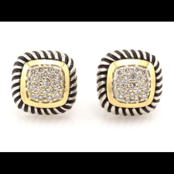 SALE: David Yurman Vintage Pave Albion Earrings - Picture 4 of 6