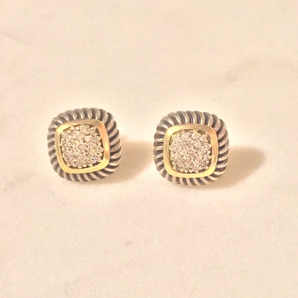SALE: David Yurman Vintage Pave Albion Earrings - Picture 3 of 6