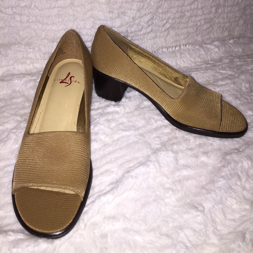 Life stride open toe heels