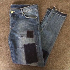 H&M Jeans - H&M Patched Skinny Jeans with Raw Edges H&M Jeans - H&M Patched Skinny Jeans with Raw Edges
