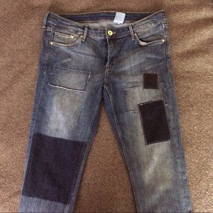 H&M Jeans - H&M Patched Skinny Jeans with Raw Edges H&M Jeans - H&M Patched Skinny Jeans with Raw Edges