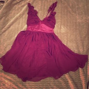 A beautiful delicate burgundy dress