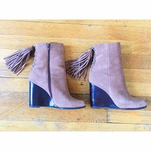 Wedge suede over the ankle boots