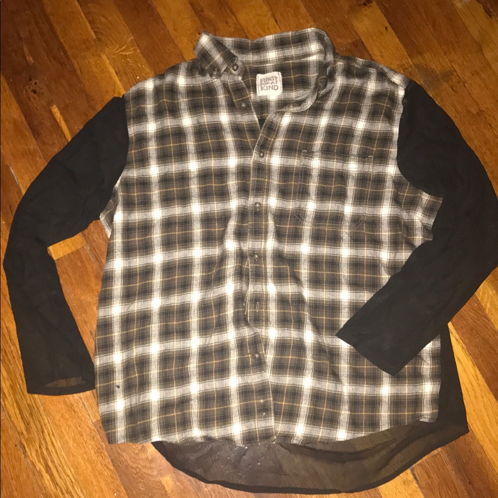 LF flannel w. sheer black sleeves & back