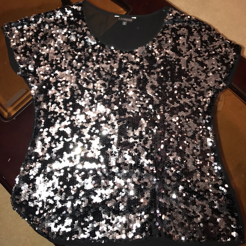 Express Sequin Shirt Sz S