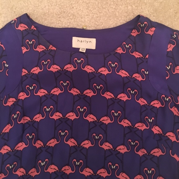 Anthropologie Harlyn purple silk flamingo dress - Picture 2 of 3
