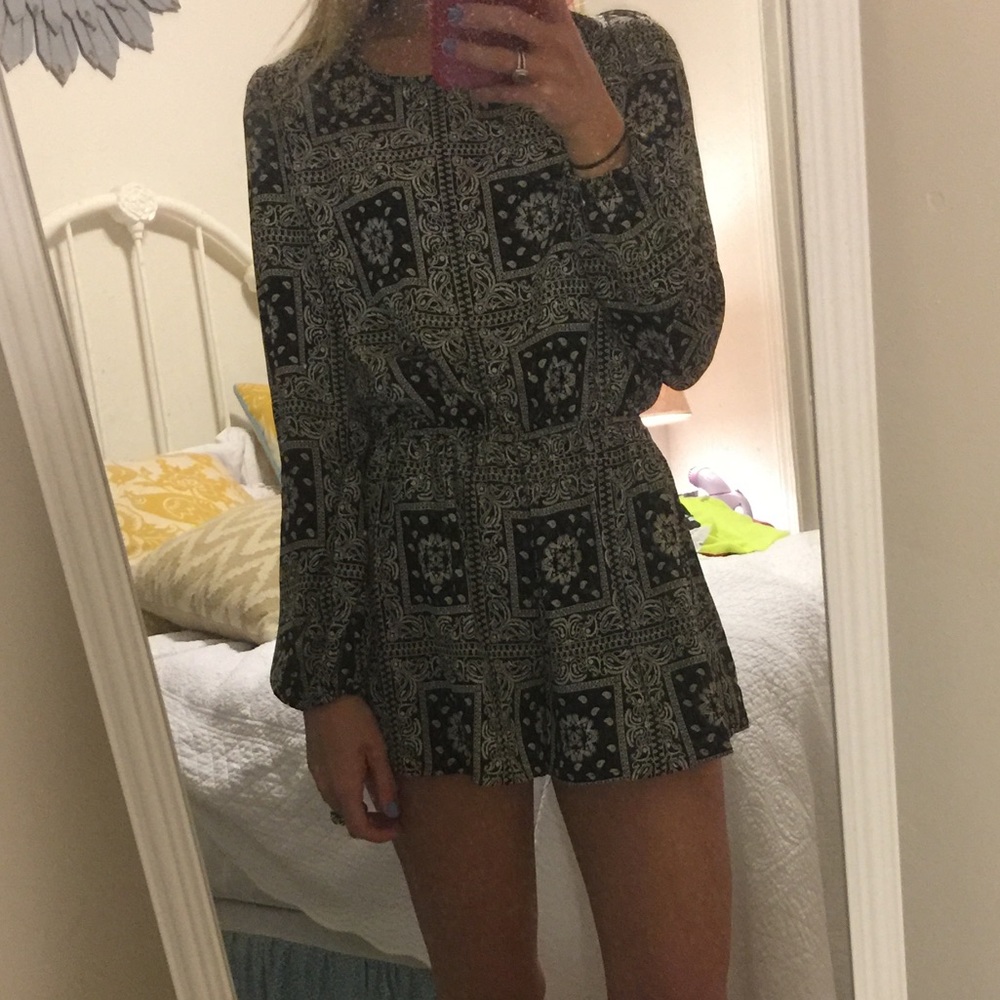 Open Back Romper - Scarf Print