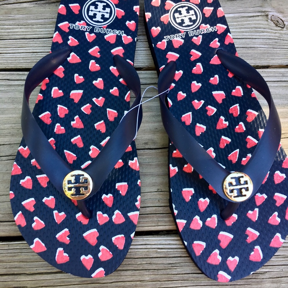 NEW! Tory Burch Heart Flipflops - Picture 2 of 3