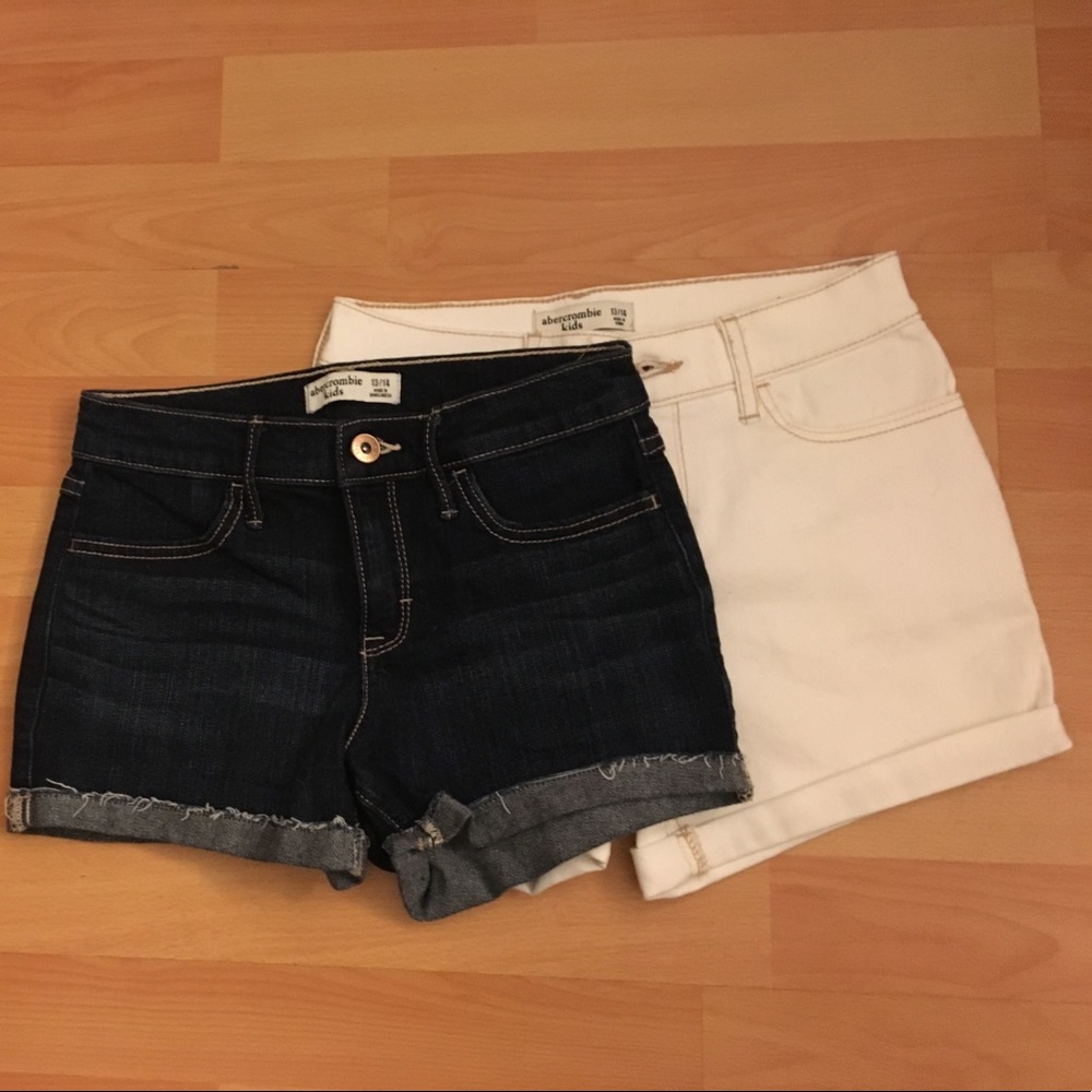 2 pairs Abercrombie kids jean shorts size 13/14