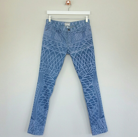 MARY KATRANTZOU x Current Elliot print blue jeans