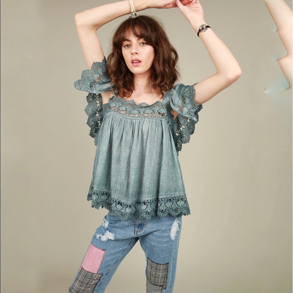 Crochet Square neck shirt🎉 HPX4 - Picture 3 of 6
