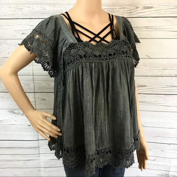 Crochet Square neck shirtπ HPX4 - Picture 5 of 6