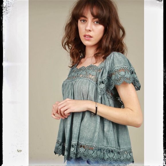 Angelique's Atelier Tops - Crochet Square neck shirt🎉 HPX4
